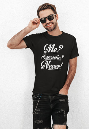 Sarcastic Never Graphic Tee - Fitted Cotton Crewneck Shirt