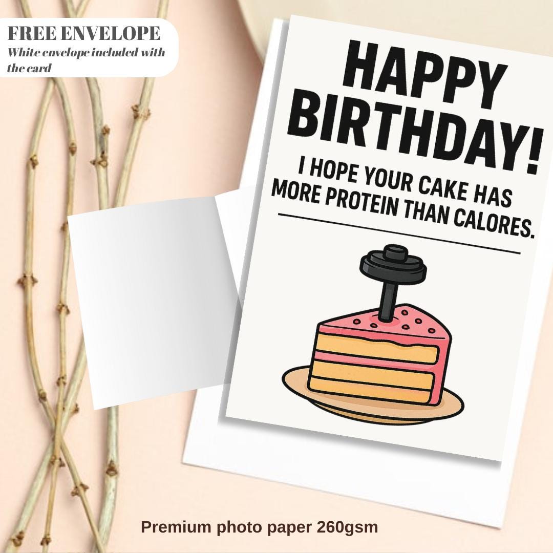Gym Birthday Card – Funny Gym Lovers Card – Gym Gift for Him & Her – Gym Bro Greeting Card – Fitness Gift for Men – Workout Lover Birthday