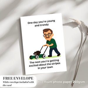 Funny Lawn Stripes Birthday Card for Him, greeting card for husband, best friend, father, uncle, card that make you smile (A5 size)