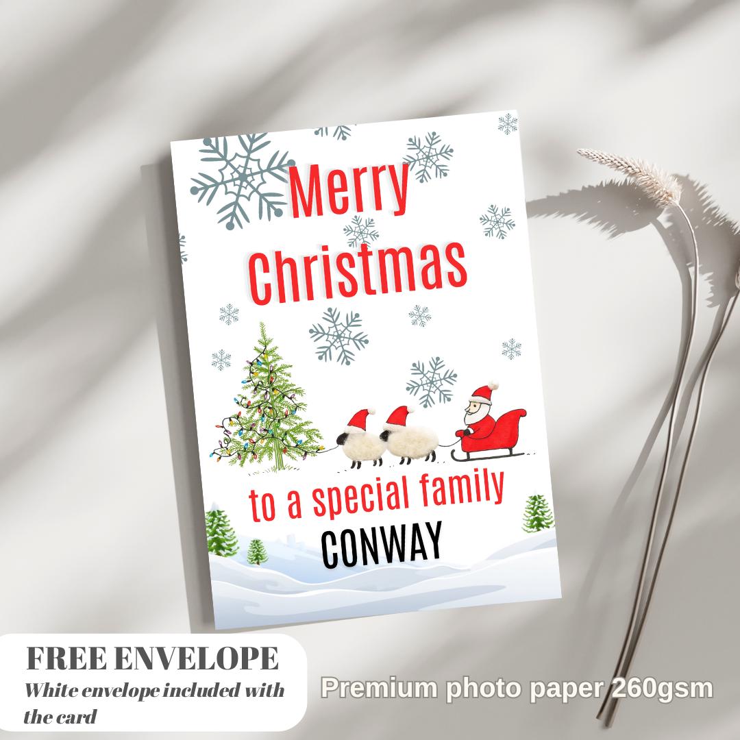 Christmas Card | Happy Xmas Card | Sheep Card | Personalised Card | For both of you | Santa card