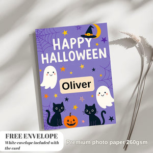 Personalised Halloween Card - Trick or Treat- Cheeky Gift For Sister Brother, Friends Halloween Card -