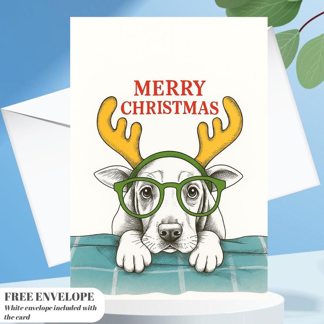 Dog Christmas Card  - Funny dog lover xmas  Cards For dog Lovers - dog wishes Marry Christmas to you, meme dog mums