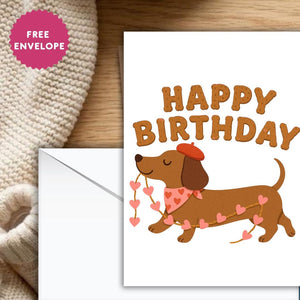 Funny Dachshund Birthday Card, Cute Sausage Dog Card, Dog Lover Gift, Funny Dog Birthday Card, Pun Birthday Card for Him/Her