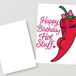 Funny Spicy Birthday Card – Sexy Chili Pepper Diva Illustration – Cute Flirty Printable Birthday Card for Partner, Husband, Wife, Boyfriend,
