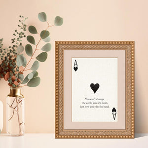 Motivational Wall Poster Print – Playing Card Quote Art, Cool Poster for Room Decor, Minimal Frame Poster