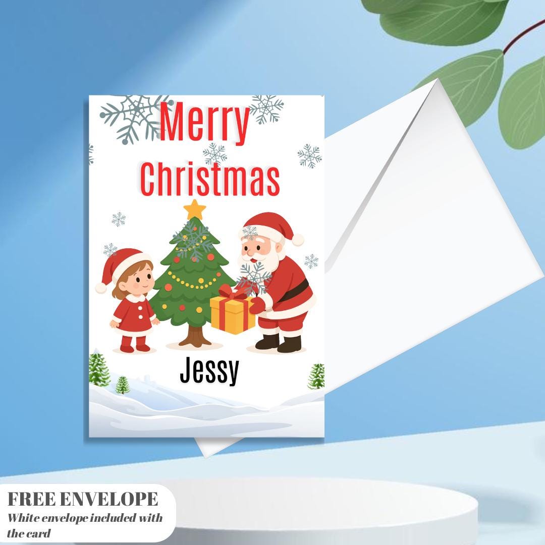 Christmas Card for niece | Marry Xmas Card | Sheep Card | Personalised Card | For both of you | Santa card