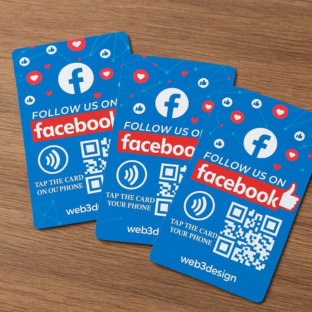 Custom NFC Facebook Follow Card: Double-Sided PVC Business Card