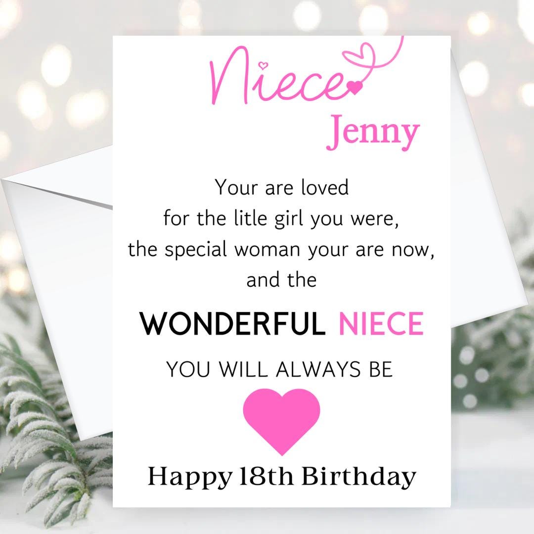 Personalised Niece Birthday Card Quote Coming of Age 21st 18th 16th 30th 40th Wonderful Niece Card for her