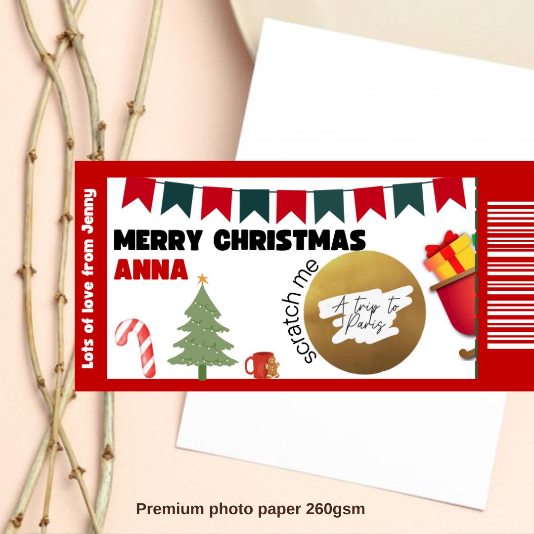 Personalized Christmas Scratch-Off Reveal Card | Custom Surprise Card for Secret Santa, Christmas Gift, Concert, Holiday, Festival, Cinema