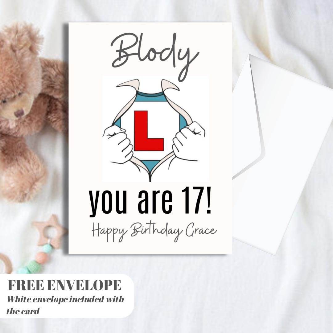 Personalised 17th birthday card for boy, custom greeting for teenage son, Son 17th Birthday Card, 17th Birthday Gifts, For Grandson, 17th Bi
