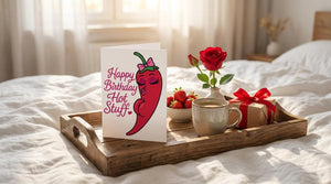 Funny Spicy Birthday Card – Sexy Chili Pepper Diva Illustration – Cute Flirty Printable Birthday Card for Partner, Husband, Wife, Boyfriend,