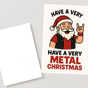 Have a Very Metal Christmas Card – Funny Rock Santa Card for Metalheads, Guitar Players, Bikers & Alternative Christmas Fans