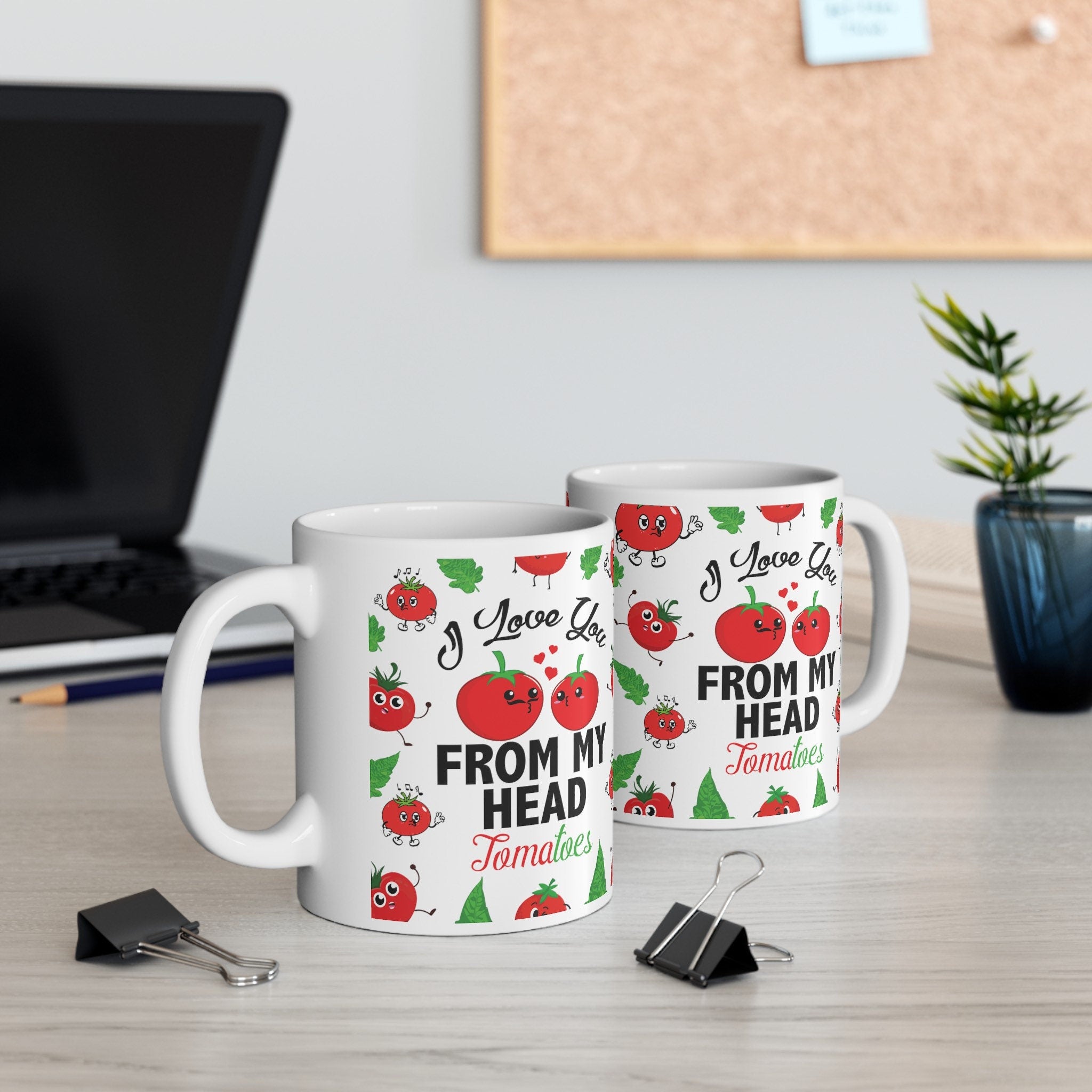 I love you, from my heads , tomatoes,Celebrate Your Love,with These Adorable,Valentine's Day,Ceramic Mugs | The Perfect Gift for Him and Her