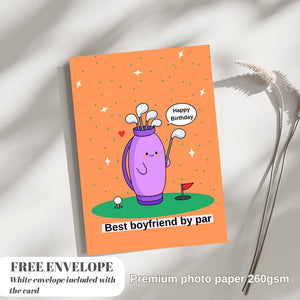 Funny Golf Card for Boyfriend | Golf Pun Birthday Card for Him | Golf Themed Card for Golf Lover or Golfer Gift