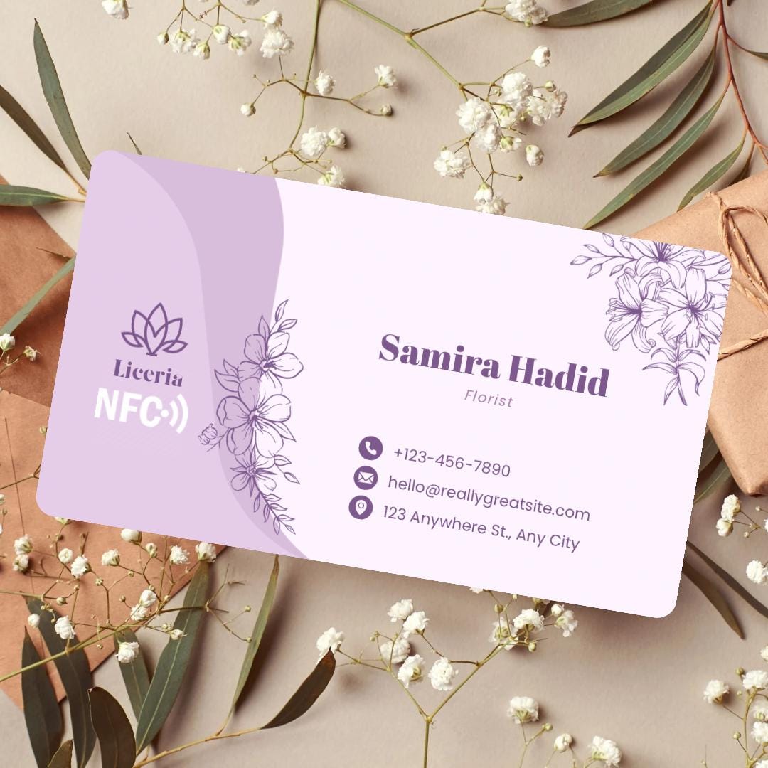 Business Card Floral : Elegant business card with Digital Contact, No App Needed