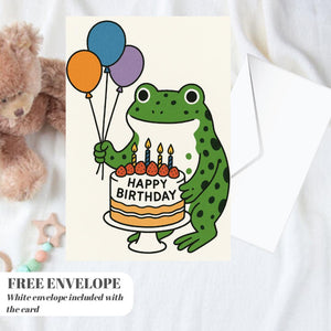 Frog Birthday Card For Her or him, greeting card with from, friend frog, bday card frog, frog wishes happy birthday card