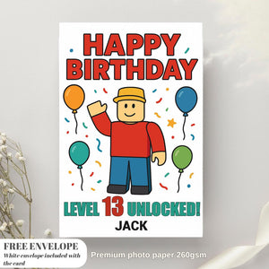 Roblox Personalised Birthday Card Greeting Card Boy Girl card greeting card | gaming all ages  video game player gift | level up control pad