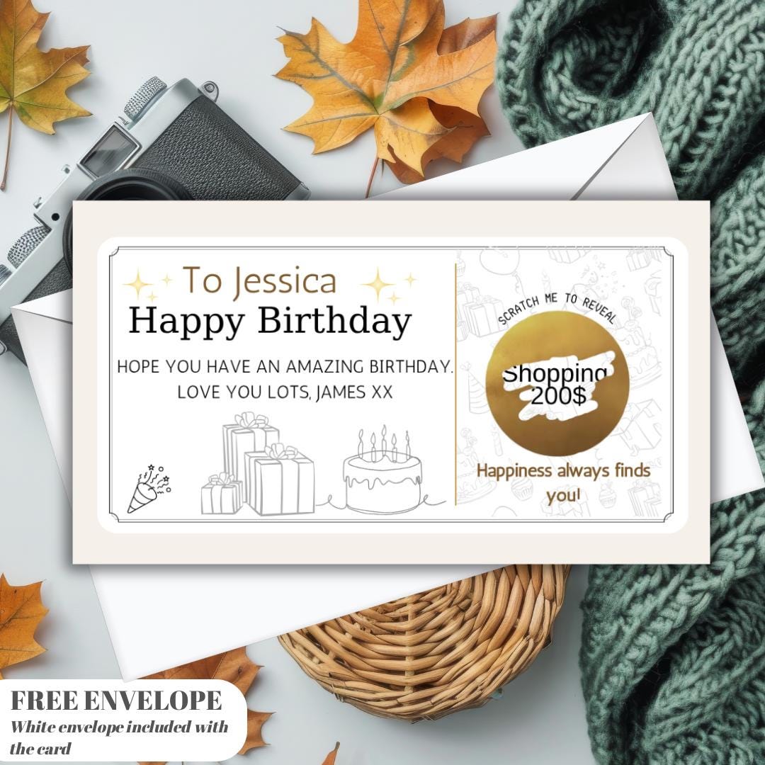 Personalised Birthday Scratch Card – Special Reveal Voucher for 30th, 40th, 50th, 60th, 70th, 80th Birthday