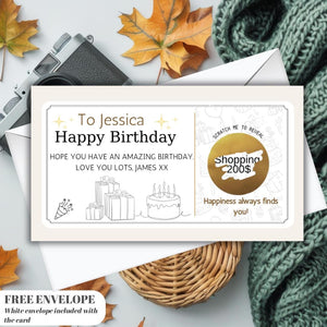 Personalised Birthday Scratch Card – Special Reveal Voucher for 30th, 40th, 50th, 60th, 70th, 80th Birthday