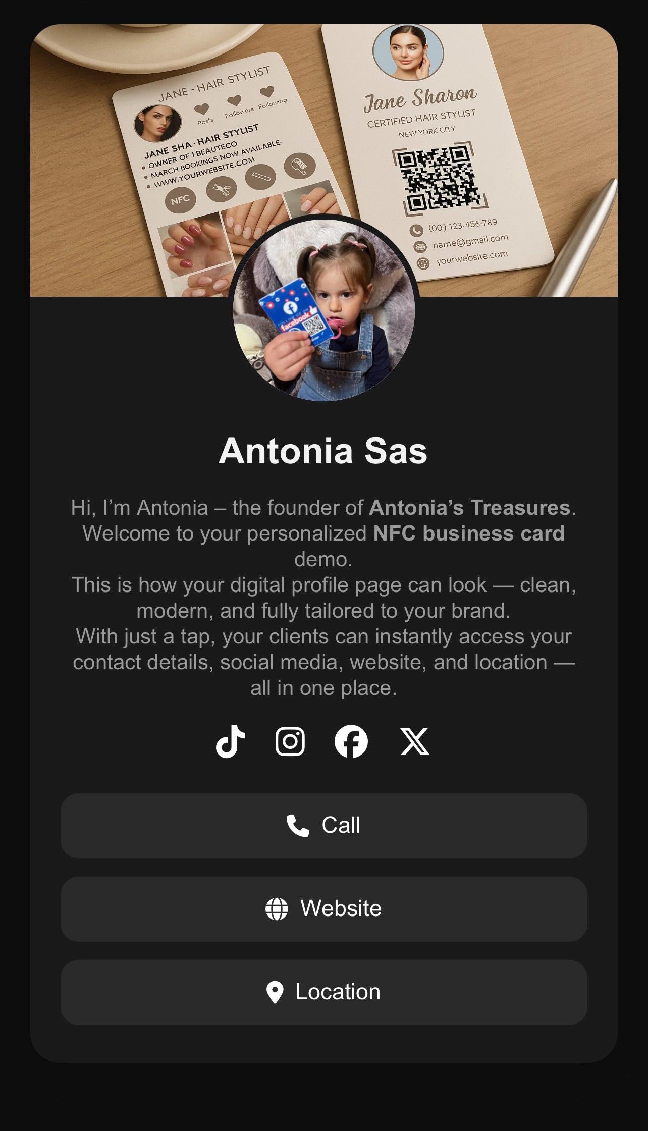 Luxury NFC Business Card: Digital Contact Card for Beauty Professionals
