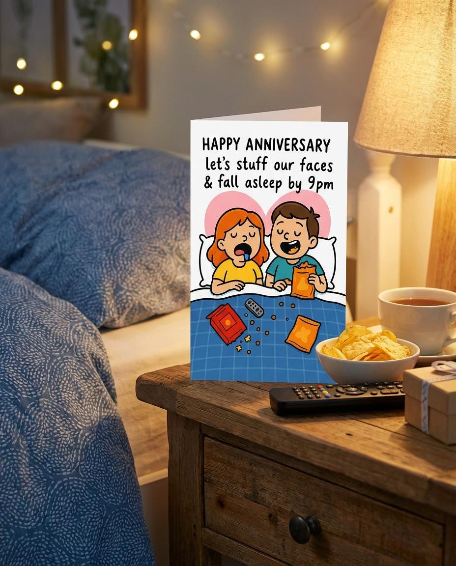 Funny Anniversary Card Cute Anniversary Card, Let’s Stuff Our Faces Card, Funny Couple Card, Anniversary Gift for Boyfriend Girlfriend
