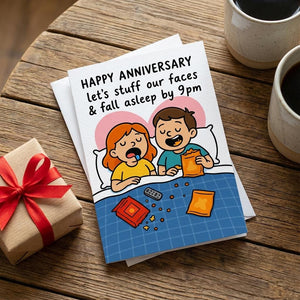 Funny Anniversary Card Cute Anniversary Card, Let’s Stuff Our Faces Card, Funny Couple Card, Anniversary Gift for Boyfriend Girlfriend