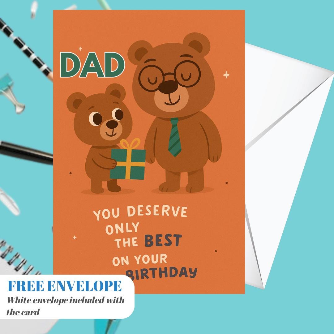 Happy Birthday cards for father, DAD Birthday card - Birthday Card Cute FATHER birthday cards , card for him greeting card for daddy
